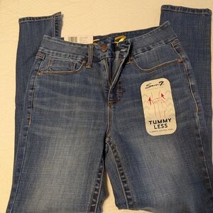 Seven7 Women's Skinny Blue Stretch Jeans with Tummy Control